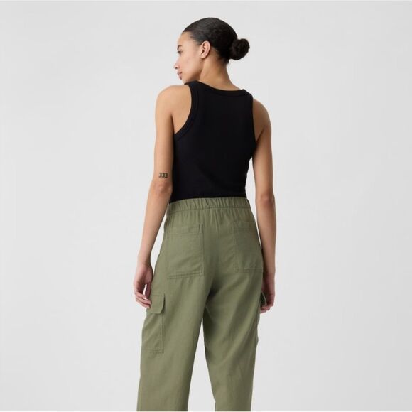 Gap Walden Green Linen Parachute Pants Women’s Medium Pull On Cargo - Picture 2 of 14